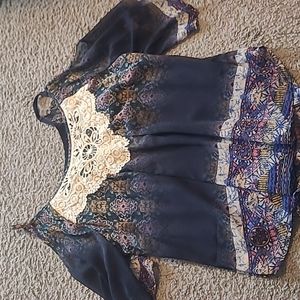 Cold shoulder embroidered top